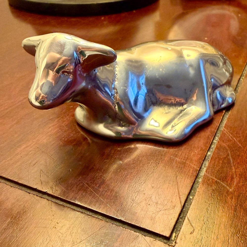 Hoselton Cow - Shiny Aluminum Sculpture #1669, Signed